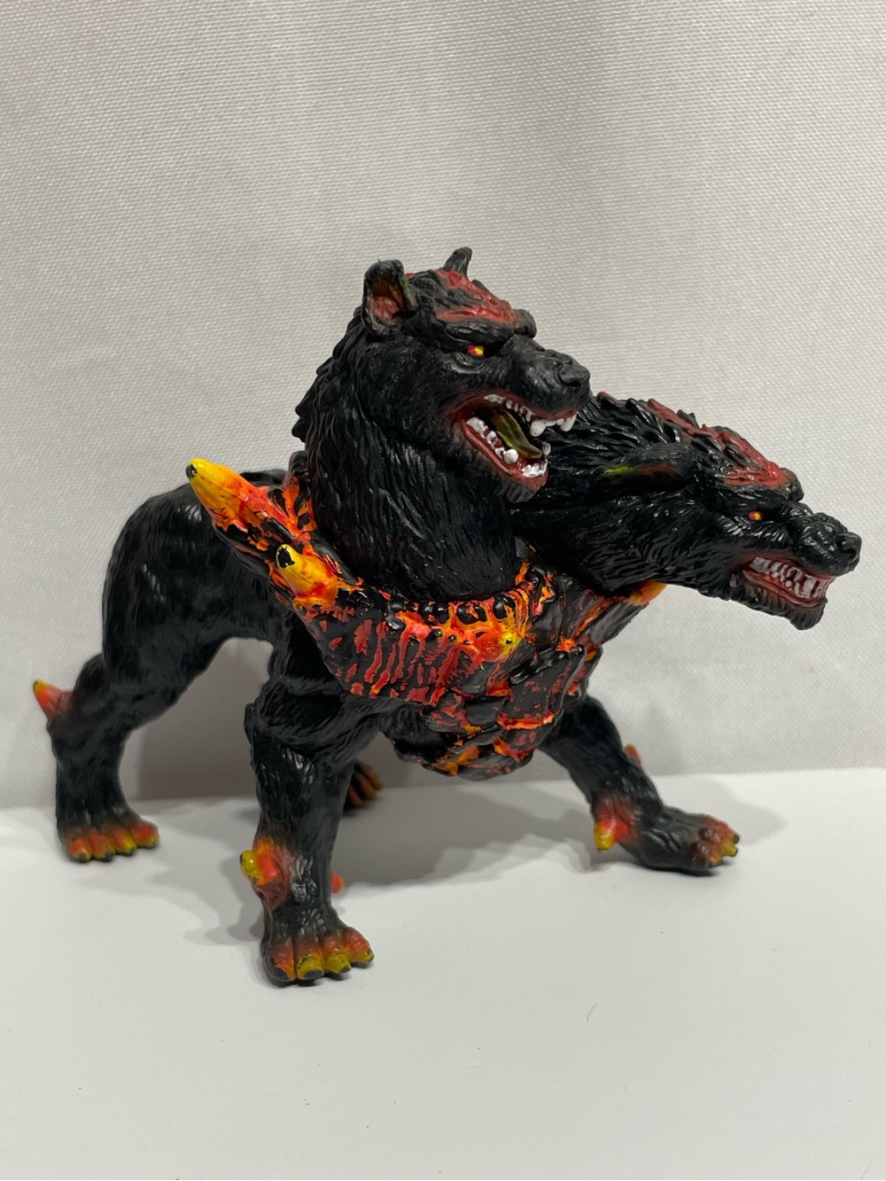 Schleich Eldrador Hellhound (Model 42451), a two-headed mythical lava creature f